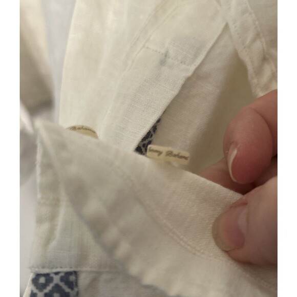 Tommy bahama White Linen Blend Button Down Shirt Long Sleeve EUC mens XL - Picture 11 of 11